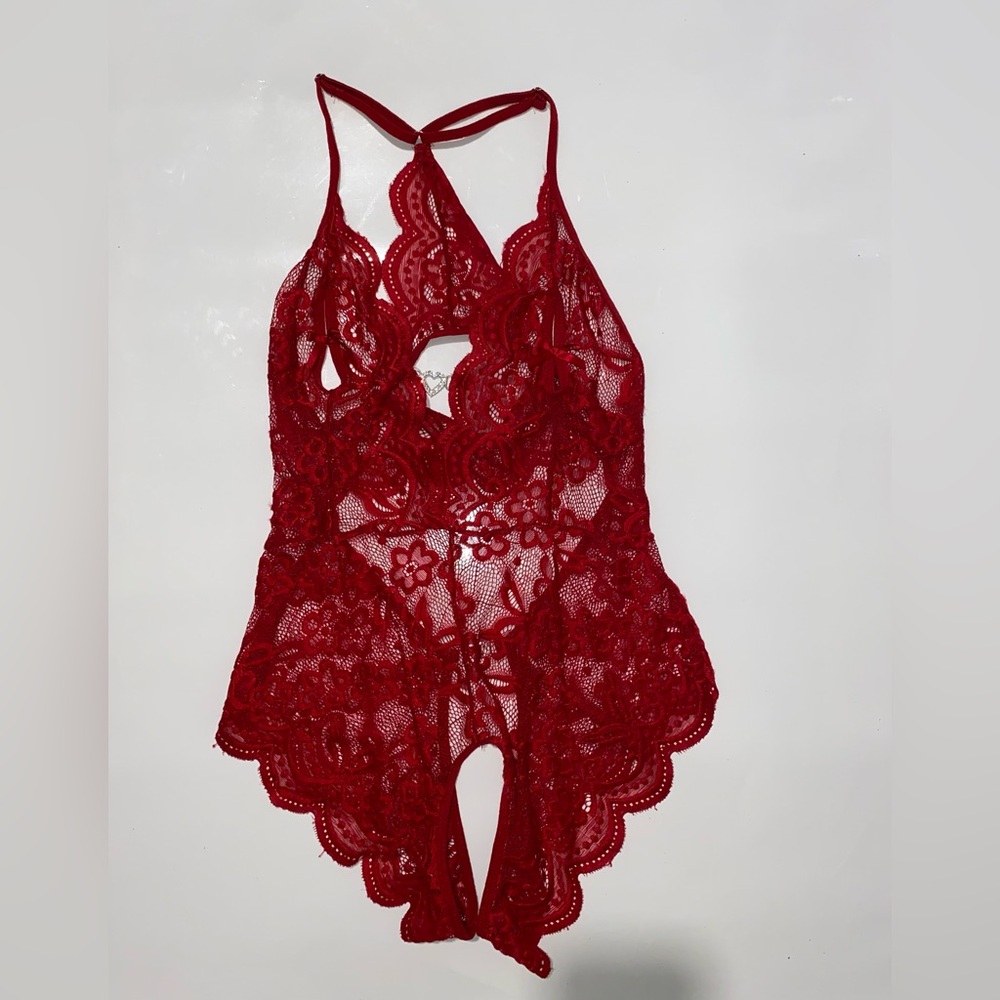 Elegant Red Lace Teddy